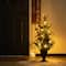 3ft. Pre-Lit Pine Needle & Eucalyptus Leaf Artificial Urn Christmas Porch Tree, Warm White LED Lights